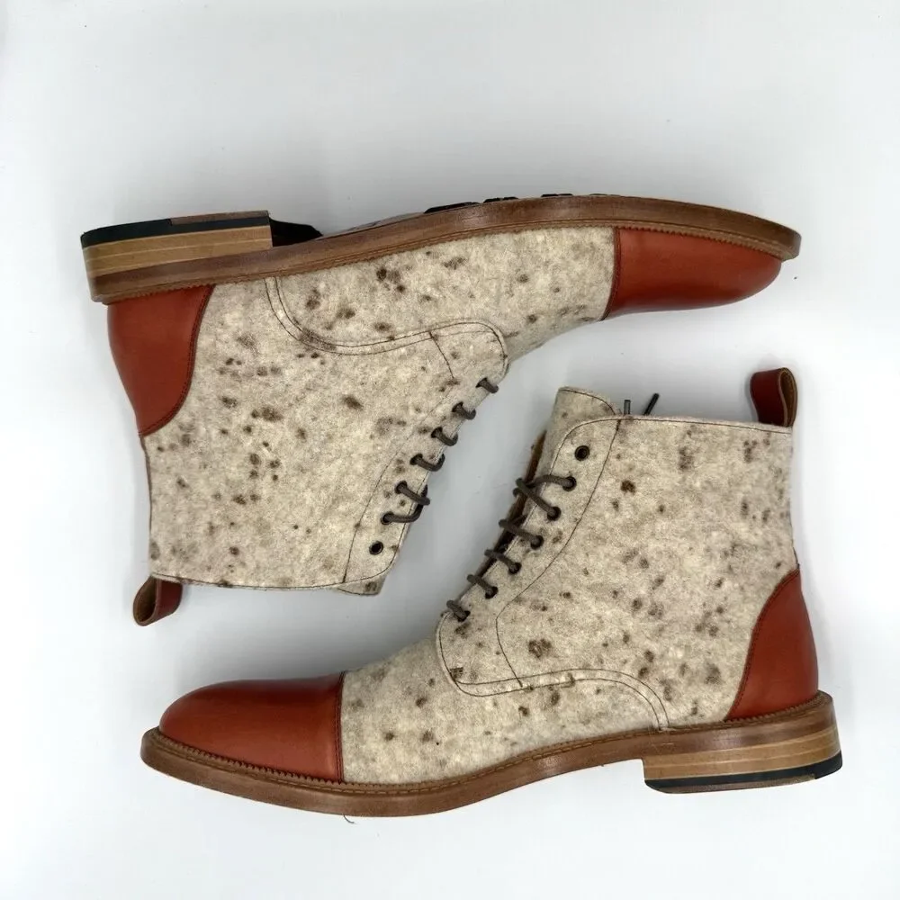 Taft The Jack Boot Men’s US 12 EU 45 Calico Wool Calfskin Cap Toe Lace Up Spain - Picture 3 of 7